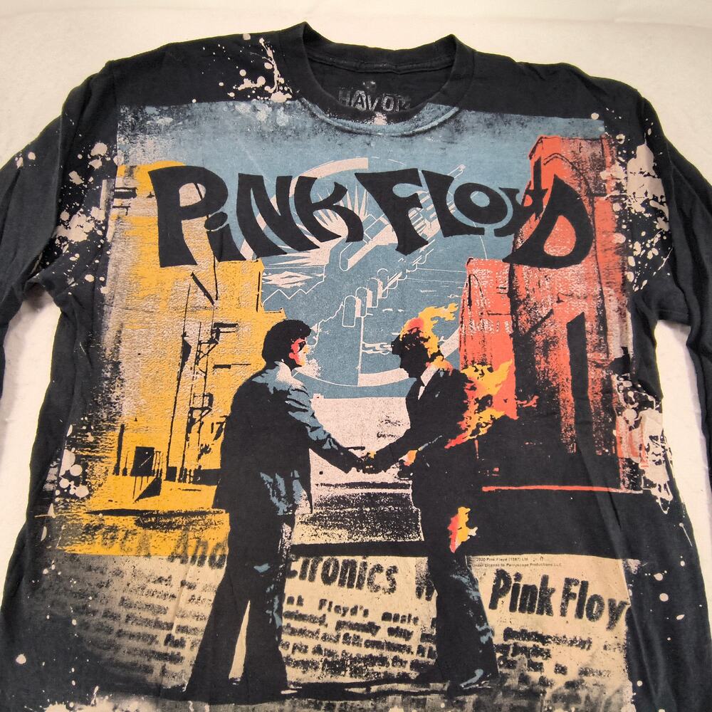 Pink Floyd Band Graphic Long Sleeve Crew Neck T Shirt Adult Mens Size S Black
